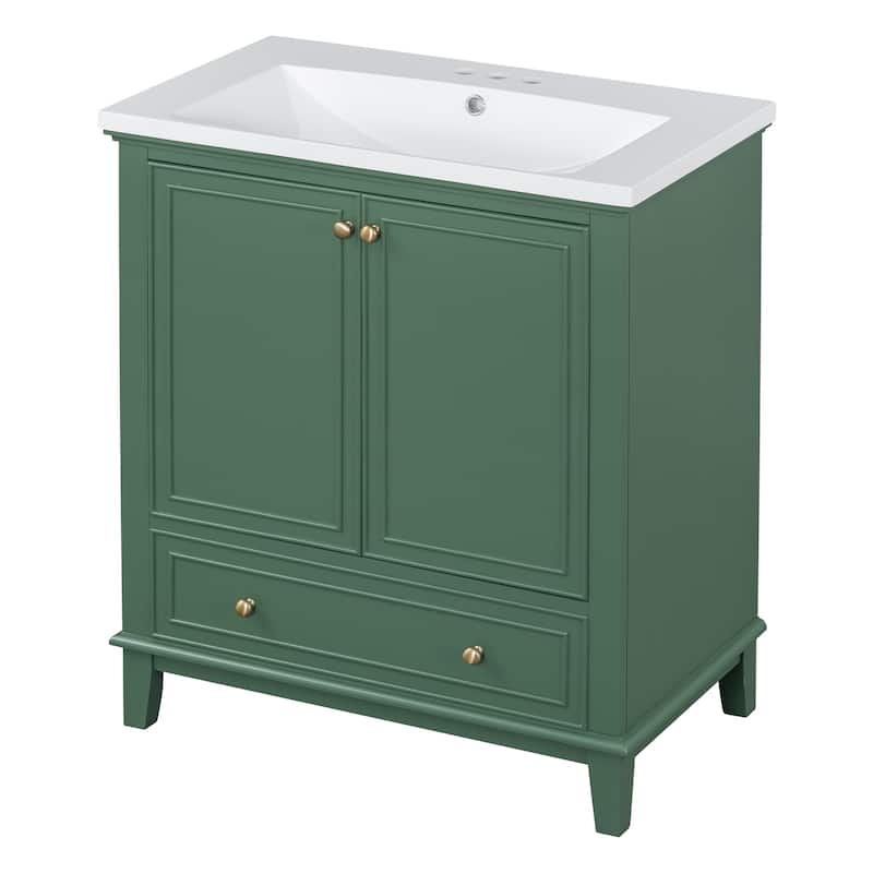 Roomfitters 30" Bathroom Vanity with Sink Combo, Multi-Functional Cabinet with Doors and Drawer, Solid Frame, MDF