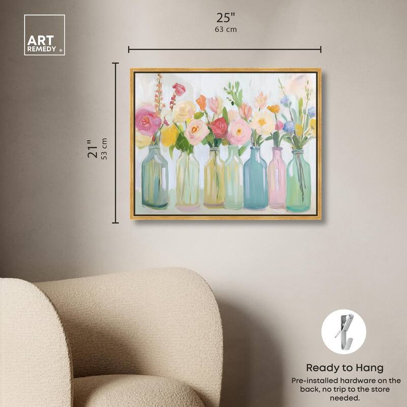 Bottled Blooms Canvas by Art Remedy
