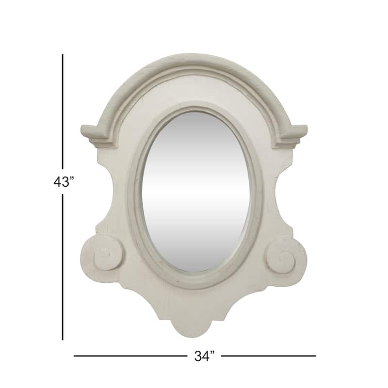 Fiberglass Distressed Antique Arched Oval Room Wall Mirror - White or Cream - Roche River Decor