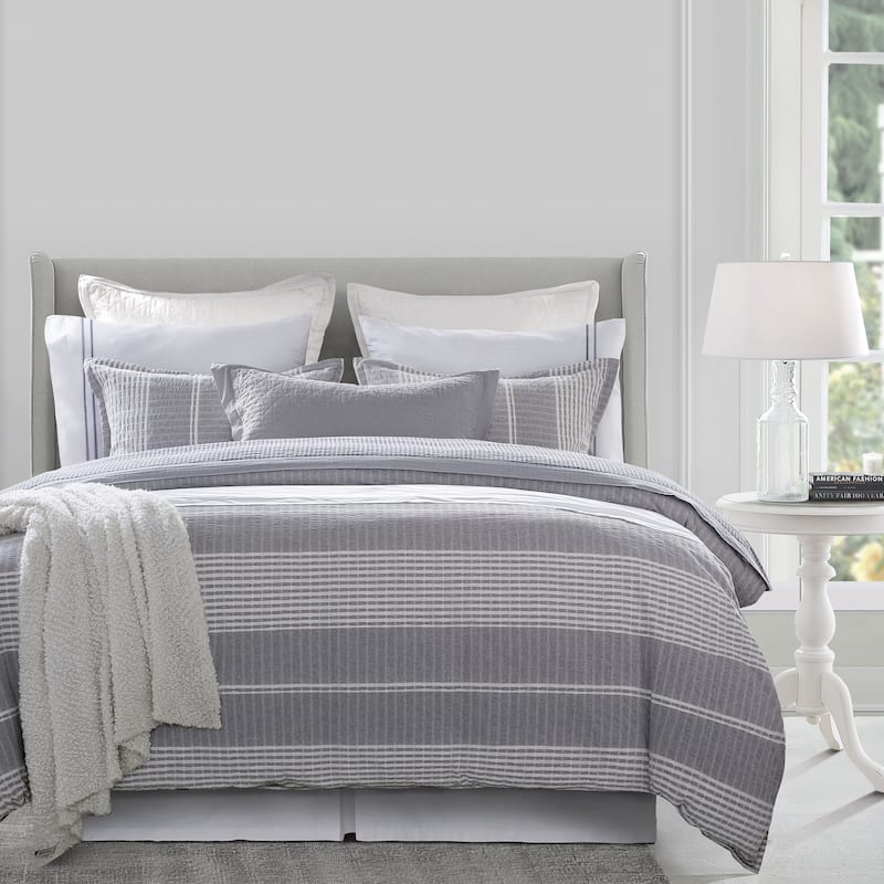 Hiend Accents Lane Stripe Duvet Cover Set, Super Queen, 3PC