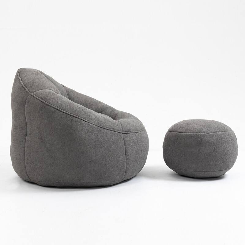 Compressed Foam Bean Bag Chair with Footrest - Plush Lounger for Modern Living Spaces