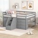 preview thumbnail 3 of 2, Gray Full Size Functional Loft Bed with Cabinets and Drawers, Hanging Clothes Staircase