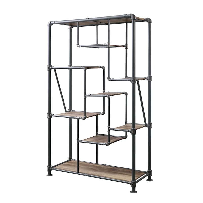 Industrial Bookshelf with 8 Shelves