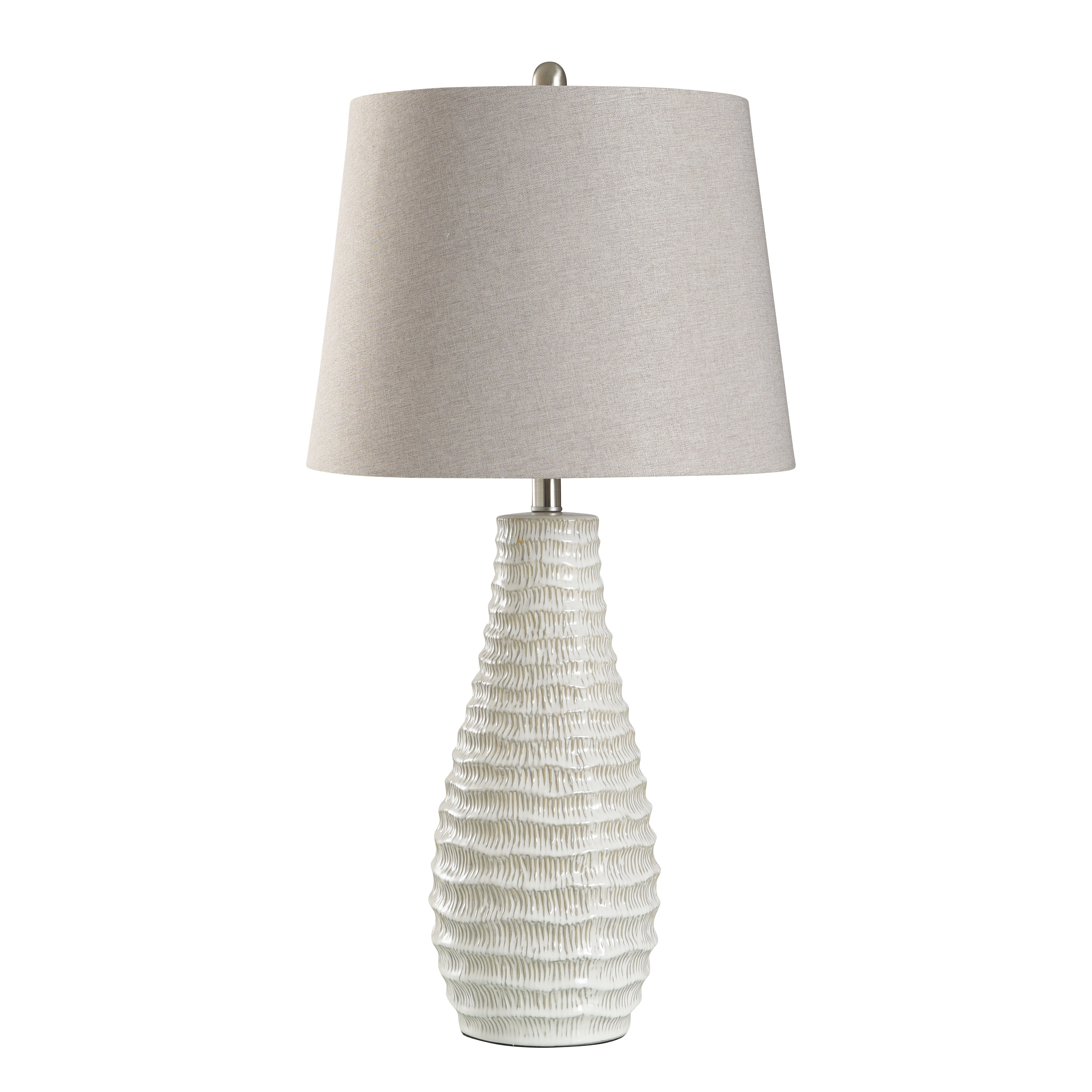 StyleCraft Ceramic Table Lamp - Novac Cream - Gray Shade