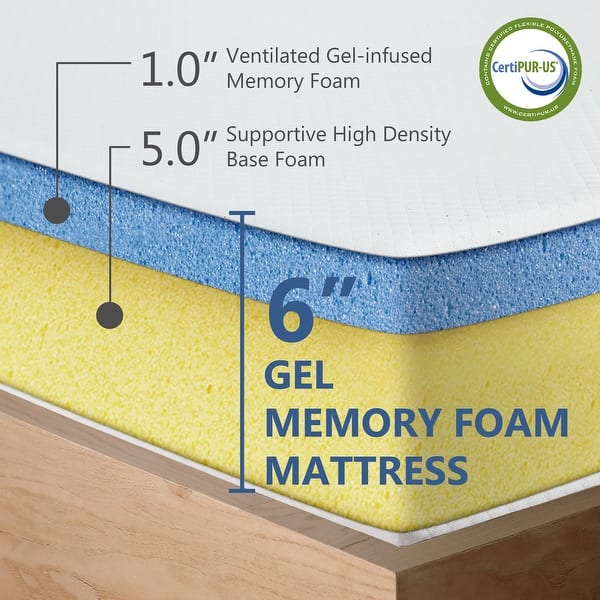 Comfiture Modern 6inch Hypoallergenic Gel Memory Foam Mattress by