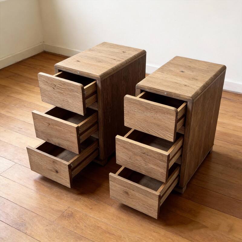 Solid Wood 3-Drawer Nightstand,Farmhouse Rectangle Bedside Table for Bedroom