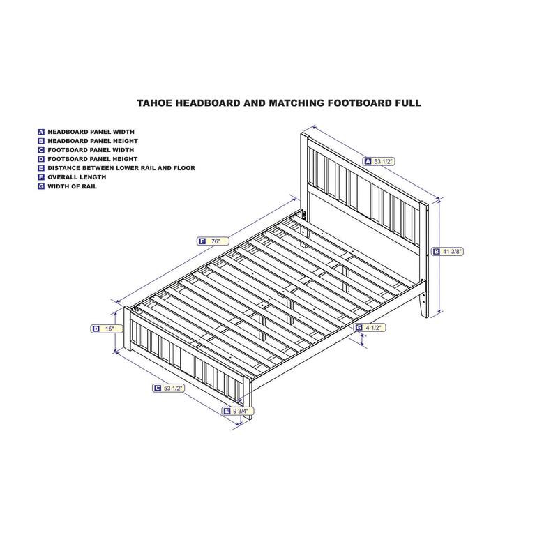 Full Bed with Footboard - Rustic White Bed Frame - Solid Wood & Veneer - No Box Spring Needed