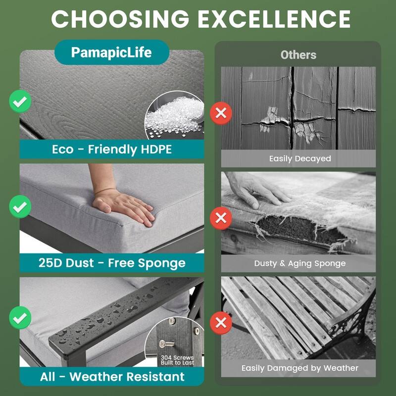 6-Piece HDPE Patio Conversation Seating Set with Cushions - 6-Pieces