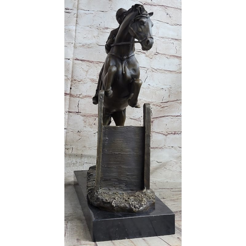 Signed Original Fisher American Artisan Female Jockey Jumps Bronze Sculpture