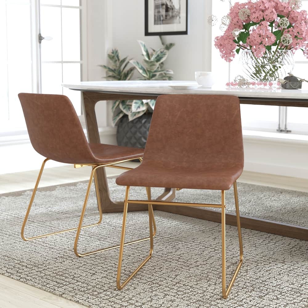 18 Inch Indoor Dining Table Chairs, LeatherSoft Upholstery-Set of 2
