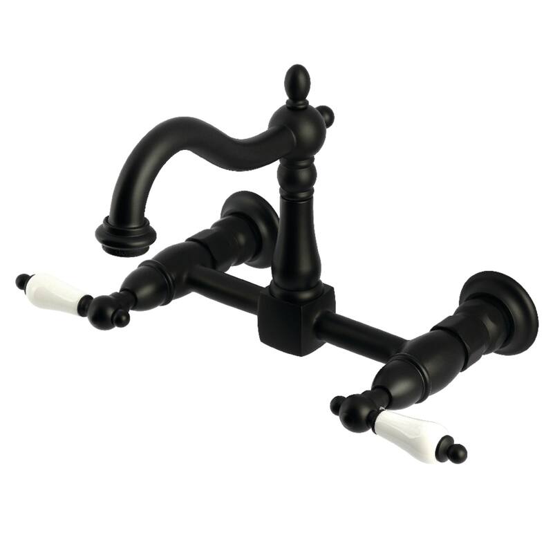Heritage Two-Handle Wall Mount Bridge Kitchen Faucet - Matte Black