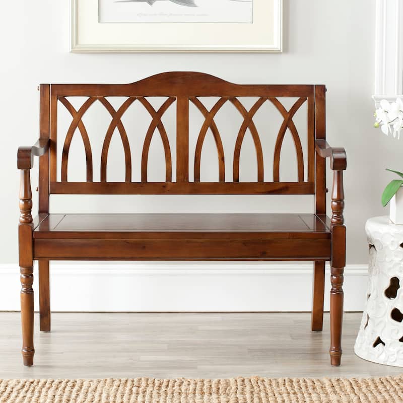 SAFAVIEH Benjamin Dark Walnut Finish Bench - 40" x 19.7" x 36"