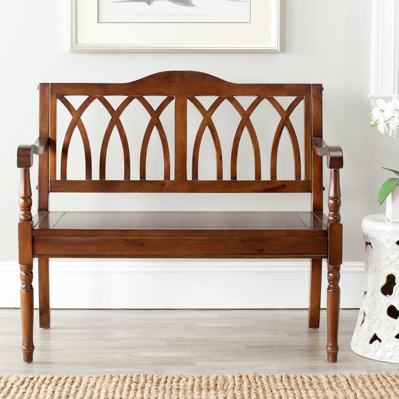 SAFAVIEH Ivah Distressed White Bench - 40" x 19.7" x 36" - 40Wx20Dx36H - Dark Teak