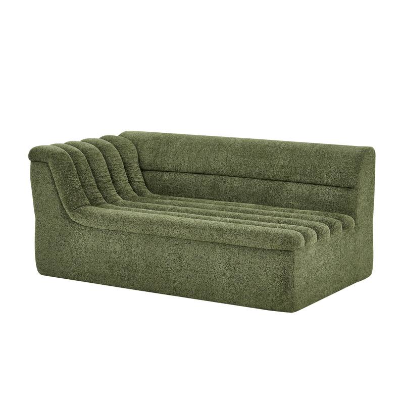 Roomfitters L-Shaped Modular Sectional Sofa with Chaise, Chenille Upholstery and Wave-Shaped Armrest