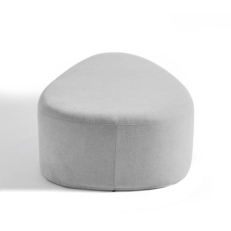 43" Rounded Triangle Upholstered Ottoman, Oversize Fabric Ottoman Footstool