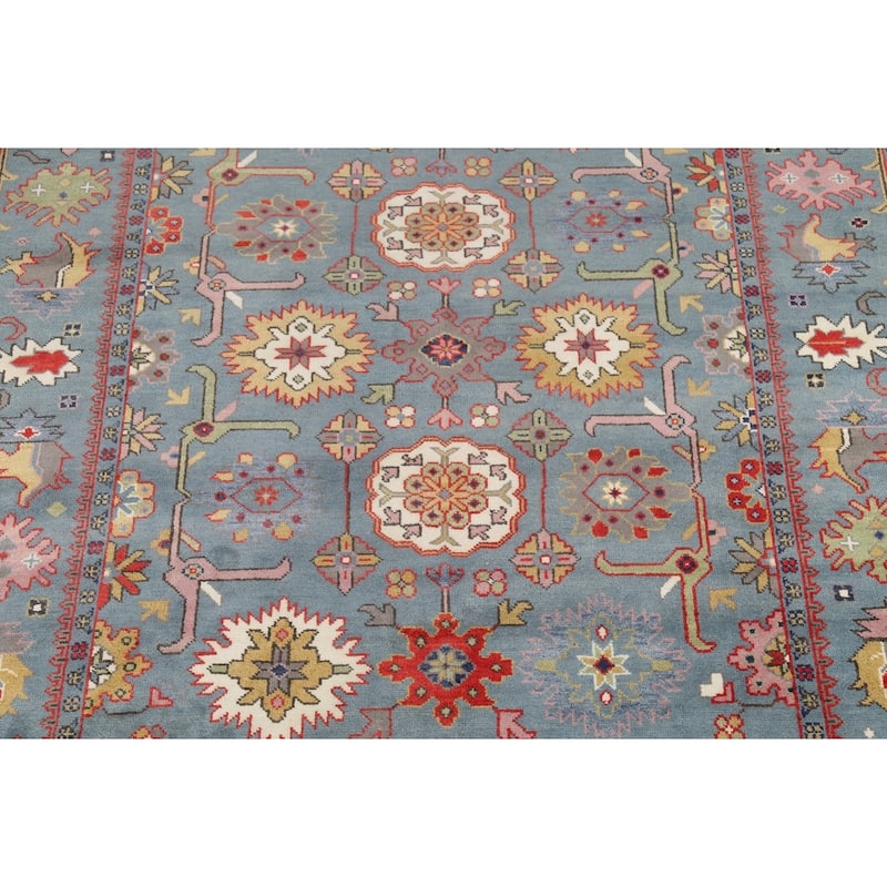 Blue Oushak Indian Area Rug Hand-Knotted Wool Carpet - 8'0"x 9'9"