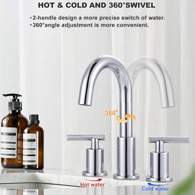 WOWOW Widespread 8 in.Double Handle Bathroom Faucet