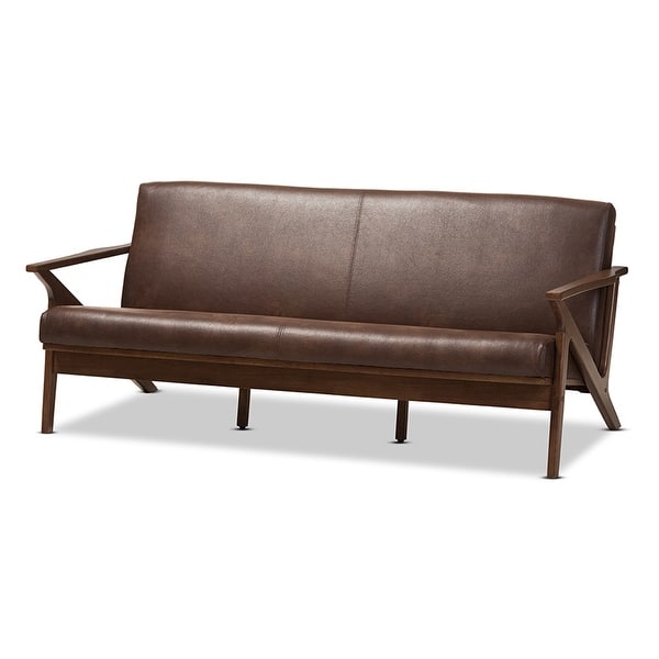Scarlette Walnut Wood Dark Brown Distressed Faux Leather 3 Dark Brown Distressed Faux Leather