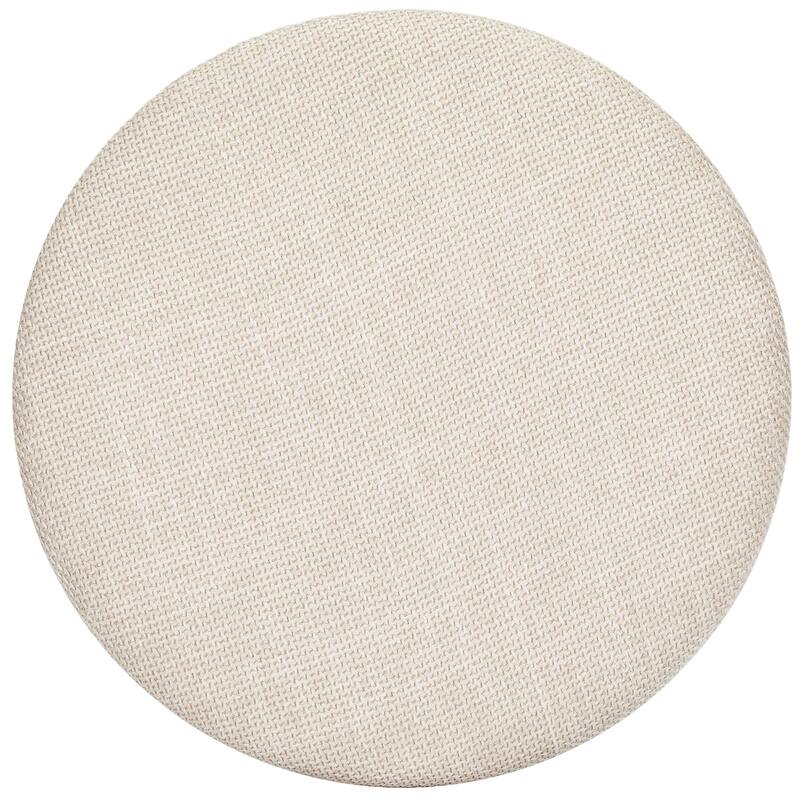 Modern Cylinder Ottoman with Hidden Storage Linen Upholstery Seat