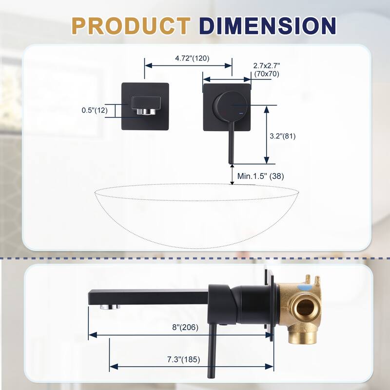 WOWOW Wall Mount Single Handle Bathroom Faucet in Modern
