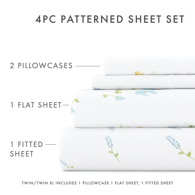 Becky Cameron Bluebirds Pattern 4 Piece Deep Pocket Bed Sheets Set