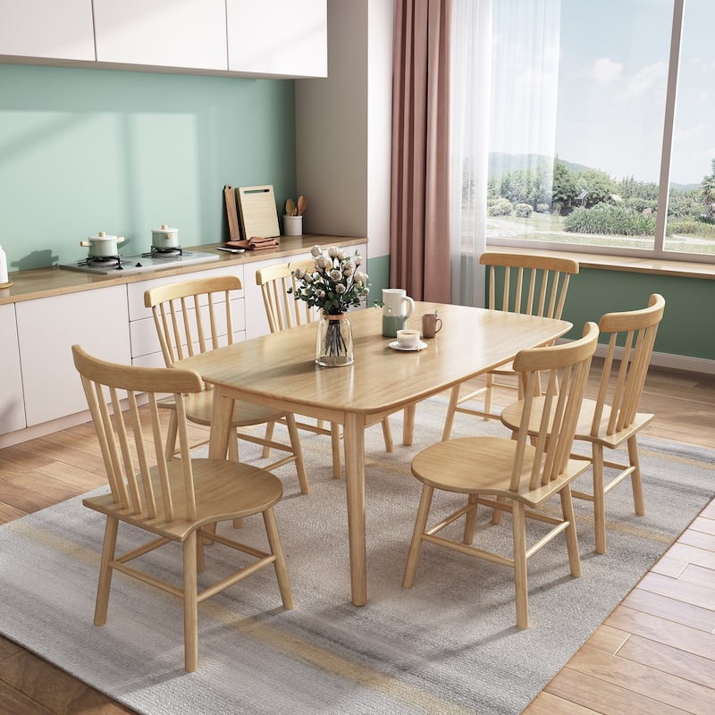 Rectangular Solid Wood Dining Table - Natural
