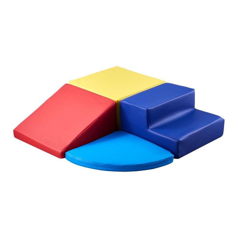Multi Color PU Leather Foam Climbing Blocks Set, 4 Piece Educational Design - Multi Color - N/A
