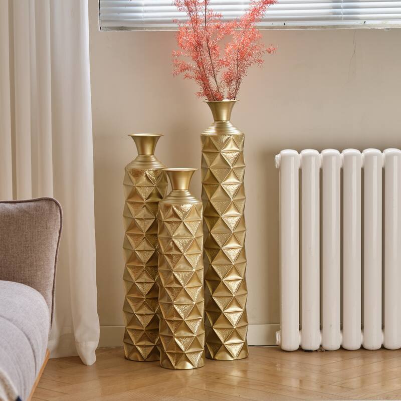 Hand-Woven PVC Rattan Floor Vase