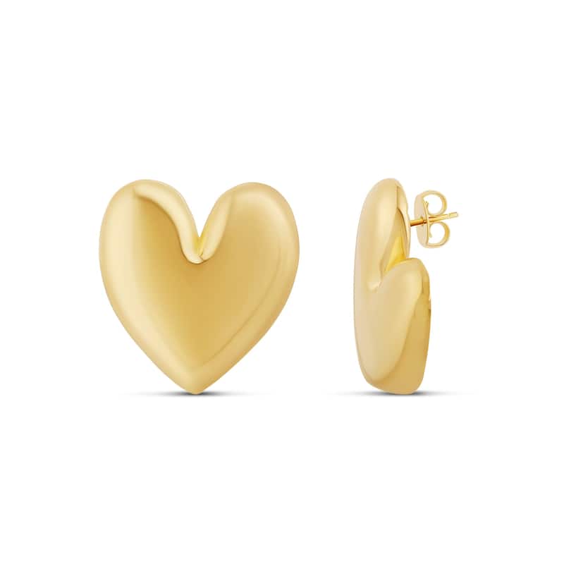 SHYMI Oversized Puffy Heart Earrings - Gold - Gold