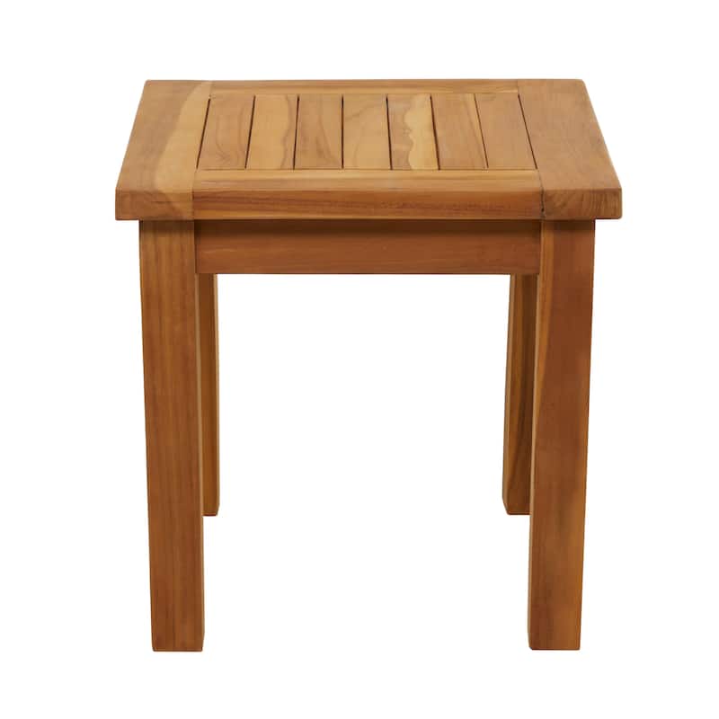 Teak Wood Slatted Outdoor Accent Table - Brown - Roche River Decor - 18"Wx19"Lx18"H