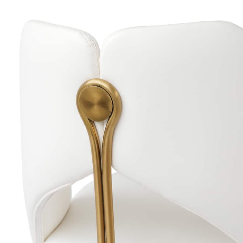 18.5''H Faux Leather Dining Chairs with Gold Metal Legs (Set of 2)