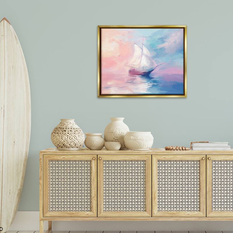Stupell Soft Pastel Sea Vessel Framed Floater Canvas Wall Art Design By Arlington Prints