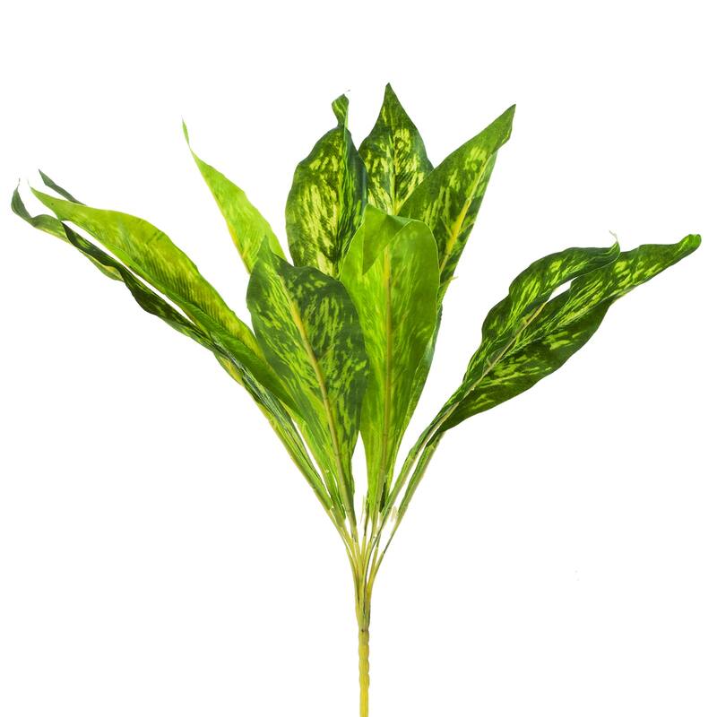 Enova Home 20" Artificial Green Leaves Faux Plant Bush Set of 2 Indoor & Outdoor Decór - Green Yellow - Green Yellow