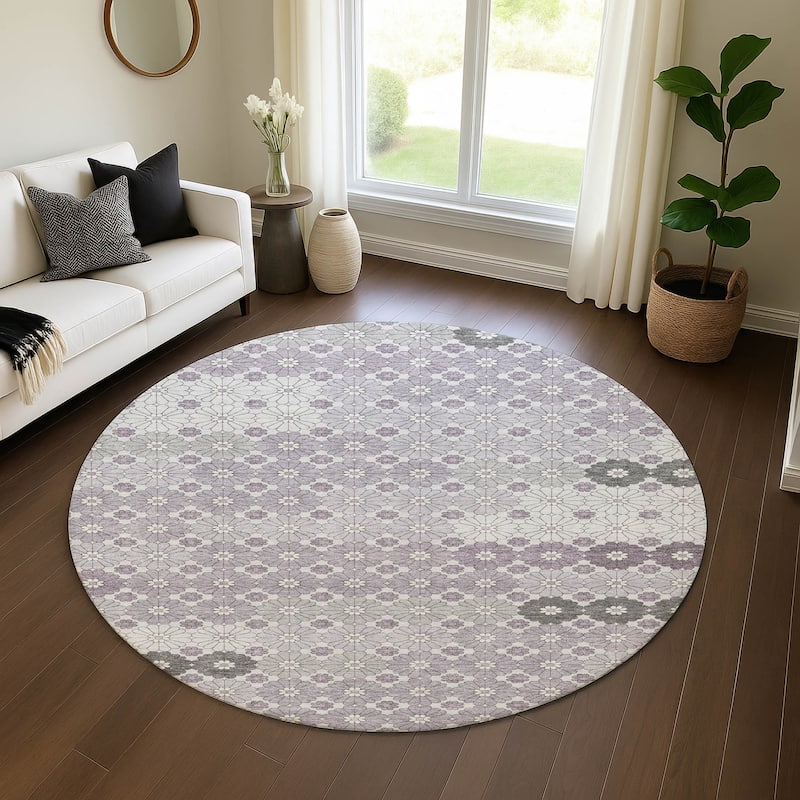 Premium Washable Super Soft Whimsy Mosaic Mayfield Rug - Lavender - 8' x 8'