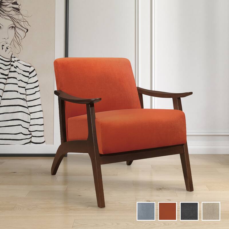 Parlier Velvet Wood Arm Accent Chair