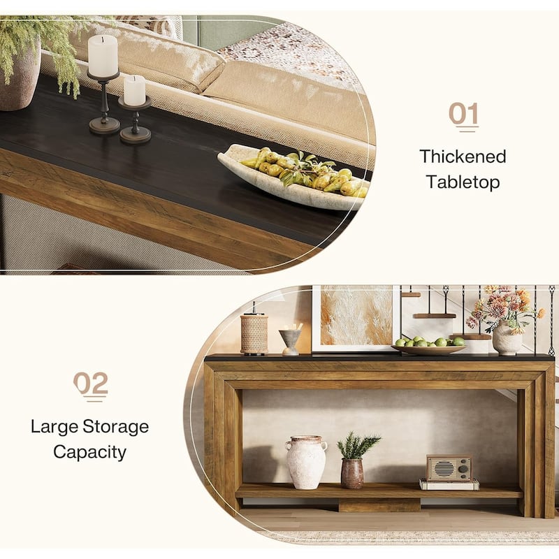 70.9-Inch Long Console Table, Farmhouse Narrow Sofa Table
