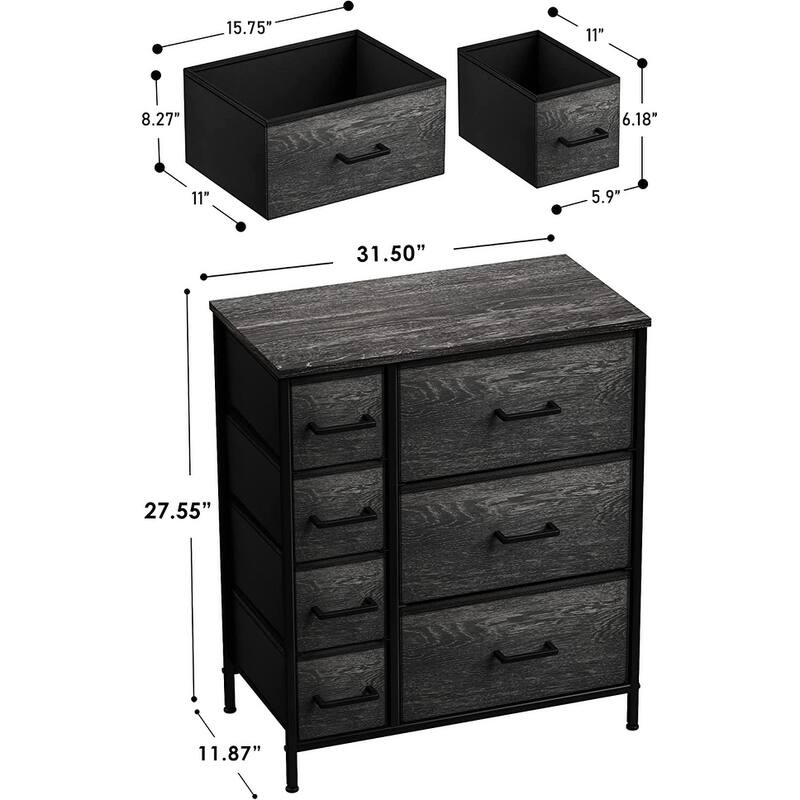 Dresser w/ 7 Drawers - Furniture Storage Tower Unit for Home, Bedroom
