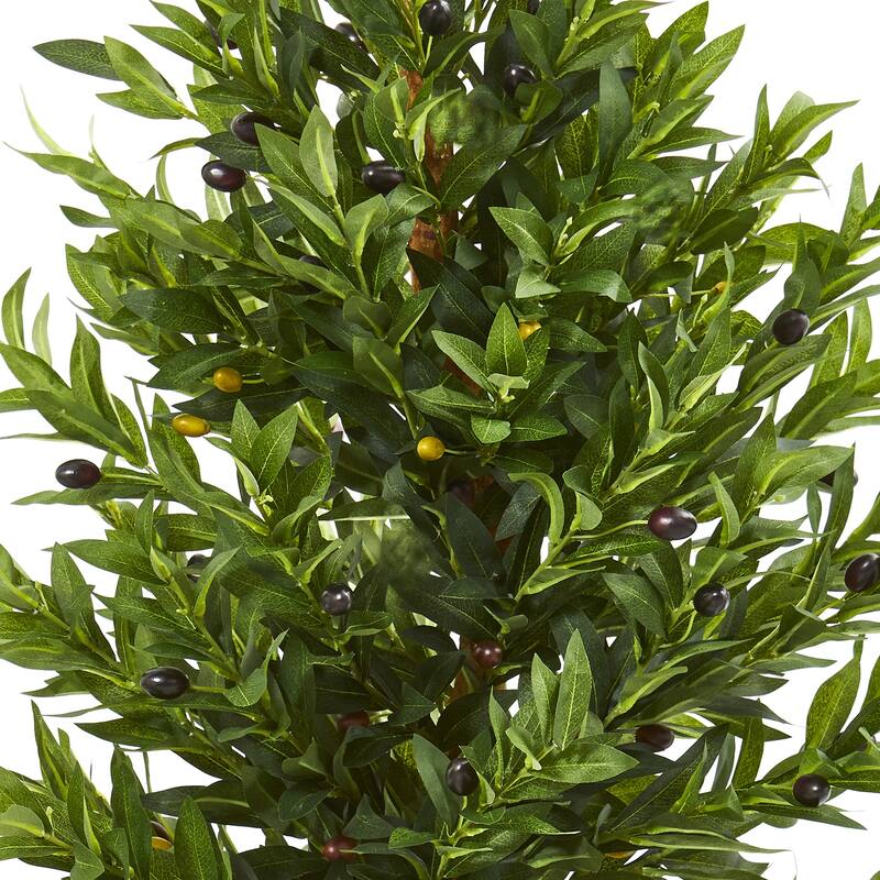 Artificial Olive Tree Topiary 3ft Indoor Outdoor - Stone Planter, Green Foliage, Decorative Accent - 31-40 Inches