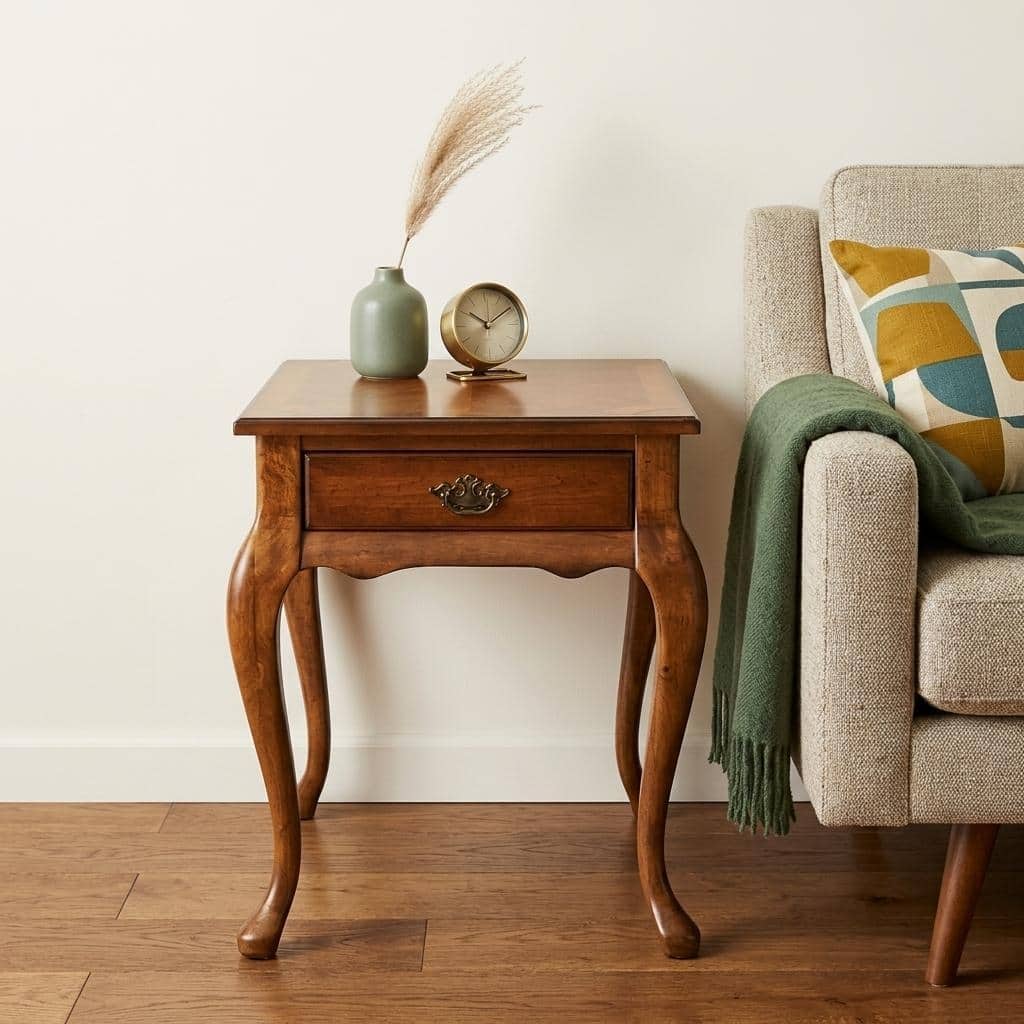 HomeRoots 25" Medium Brown Solid and Manufactured Wood End Table With Drawer - 21.00 in. x 24.50 in. x 26.50 in.