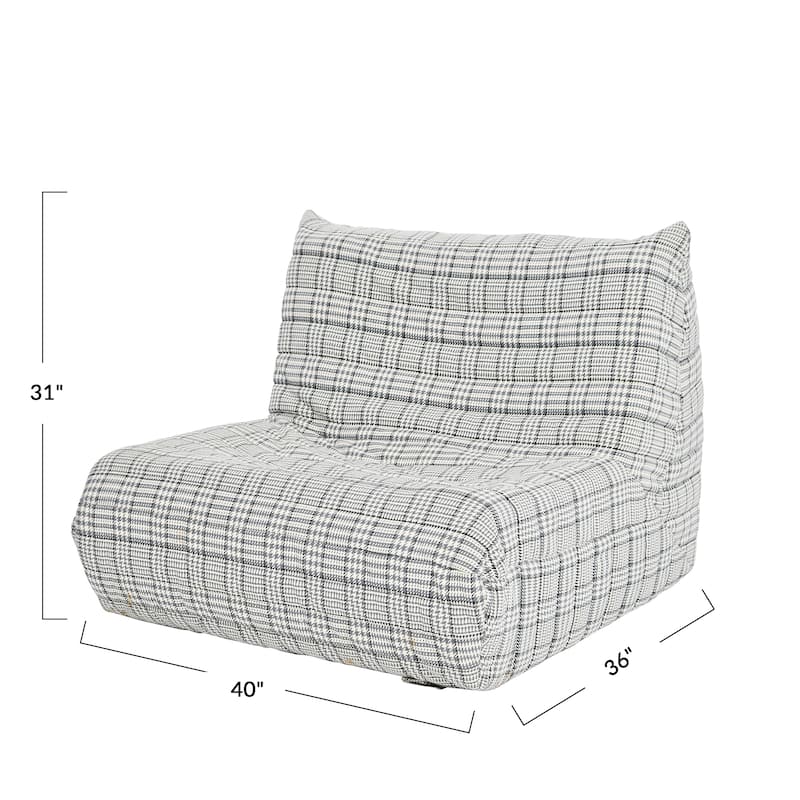Premium Up-Cycled Memory Foam Chair, Ergonomic Design with Quilted Removable Cover, 70's Bean Bag Chair Alternative