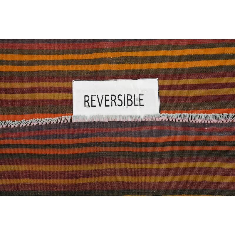 Hand Woven Oriental 100% Wool Carpet Southwestern Geometric Multi-Colored Kilim Area Rug - 9' 7'' X 4' 7''