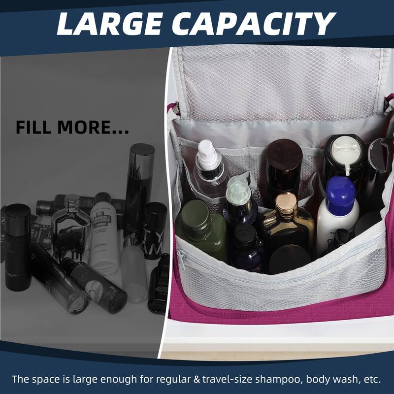 Large Hanging Toiletry Bag for Travel & Daily Use, Water-Resistant Dopp Kit for Makeup, Shaving, Toiletries