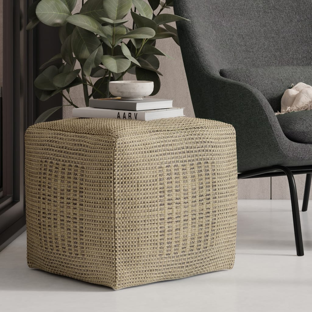 WYNDENHALL Matilda Contemporary Square Woven Pouf in Natural Jute
