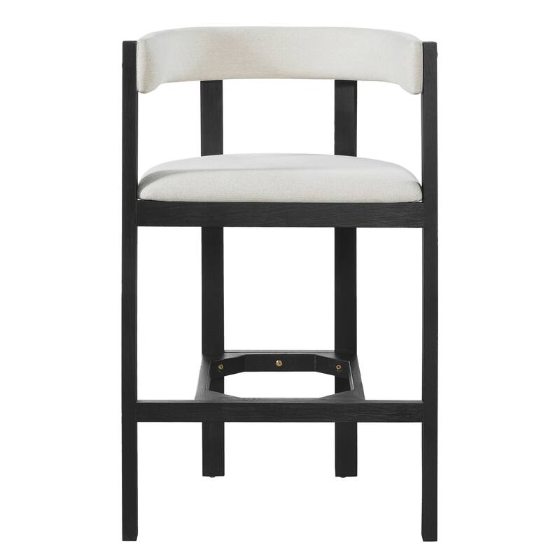 Christopher Knight Home - Julian Modern Upholstered Bar Stool Set with Curved Back and Solid Wood Frame for Dining Spaces