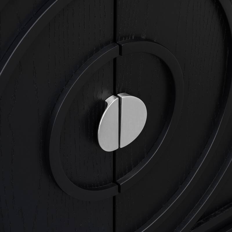 Retro Sideboard with Circular Groove Design Metal Handle