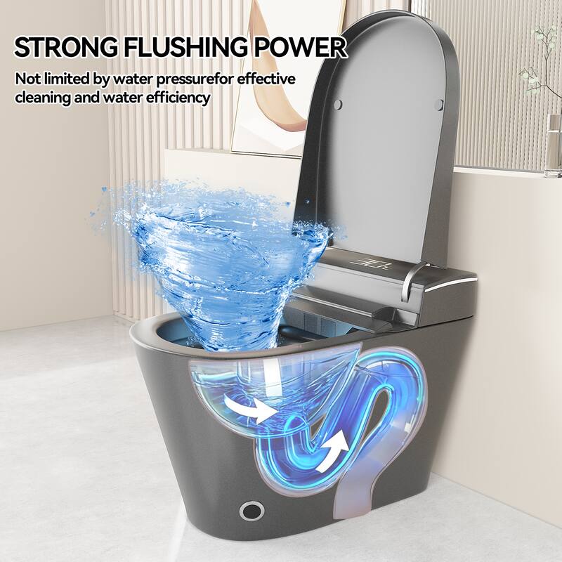 Smart One Piece Toilet with Built In Bidet. Auto Open Close Seat. Heated Seat. Warm Water. Dryer. Remote Control