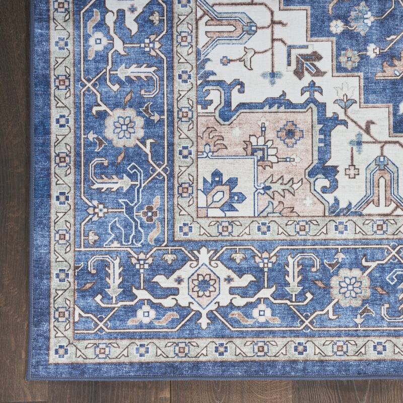Distressed Non Skid Stain Resistant Low Pile Area Rug - 118' X '94' X '0.25
