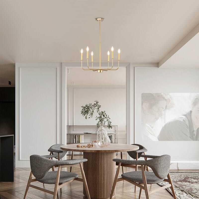 22 Inch Modern Classic Gold Chandelier 6 Light (SOLD AS A PAIR)
