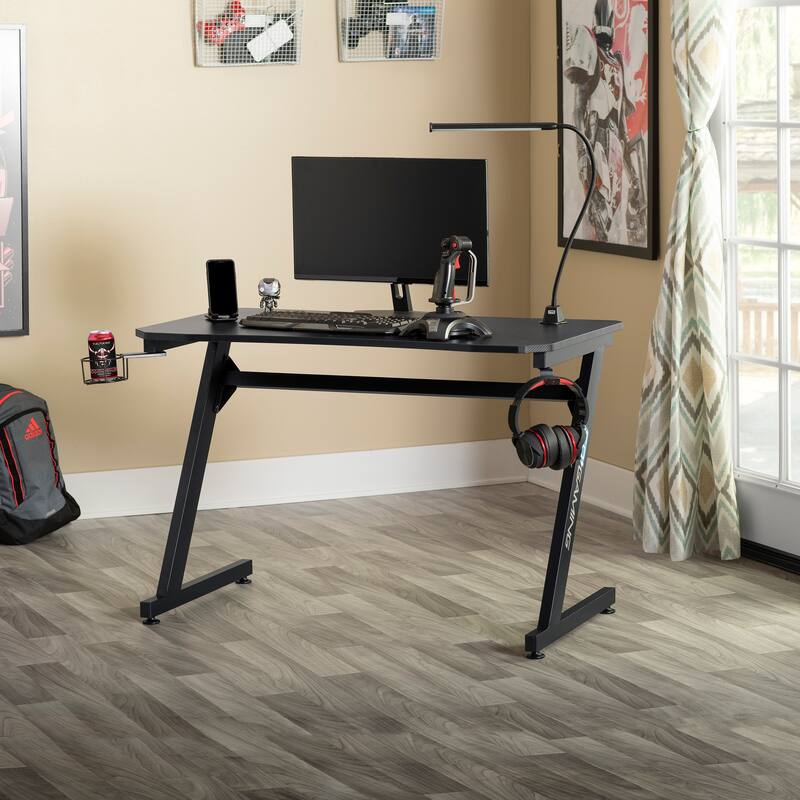 SD Gaming Zone Black and Grey Gamer Desk with Charging Station