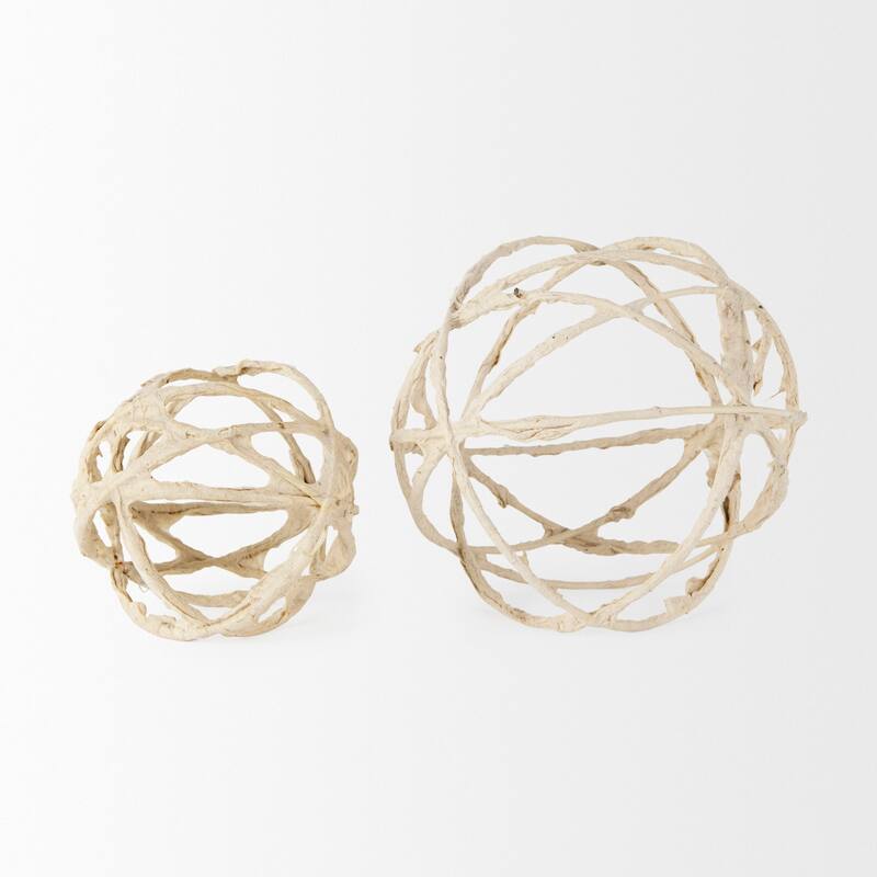 Kali Small Beige Decorative Metal & Paper Object